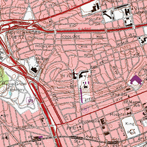 Topographic Map of Public School 117, NY