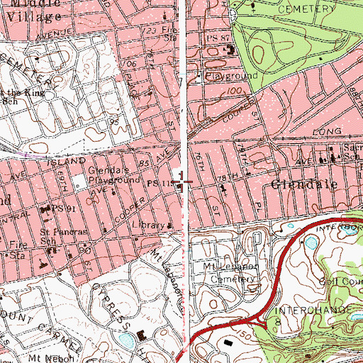 Topographic Map of Intermediate School 119, NY