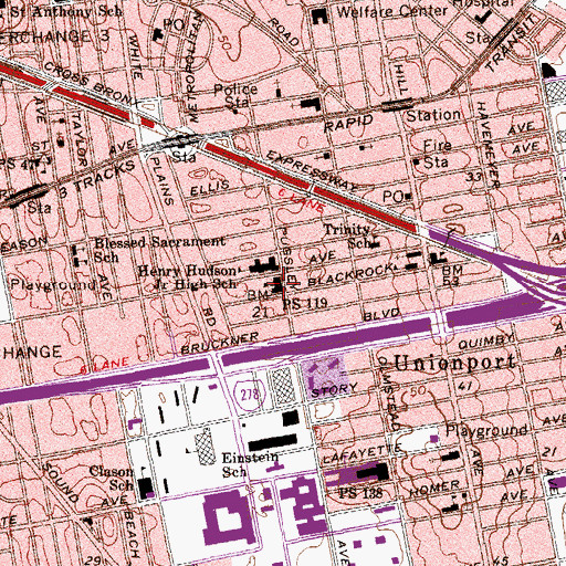 Topographic Map of Public School 119, NY