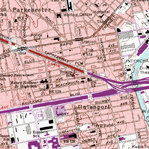 Topographic Map of Public School 119, NY