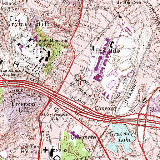 Topographic Map of Public School 12, NY