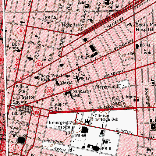 Topographic Map of Public School 12, NY