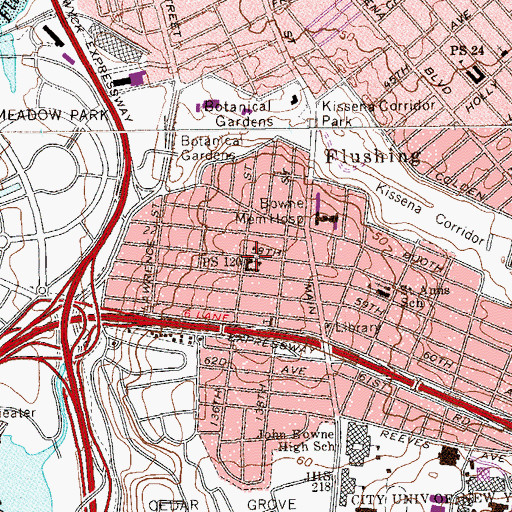 Topographic Map of Public School 120, NY