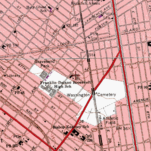 Topographic Map of Public School 121, NY