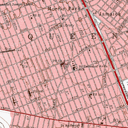 Topographic Map of Public School 121, NY