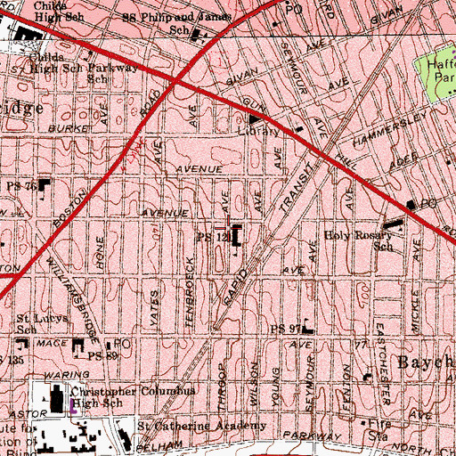 Topographic Map of Public School 121, NY