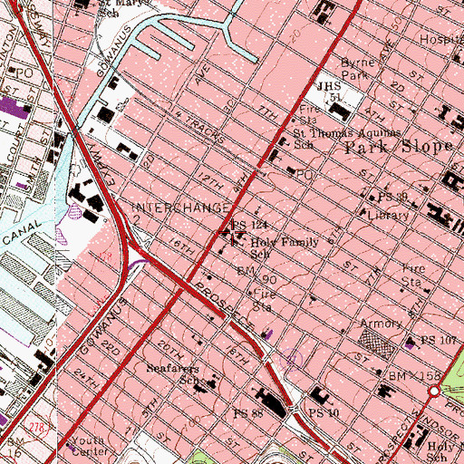 Topographic Map of Public School 124, NY