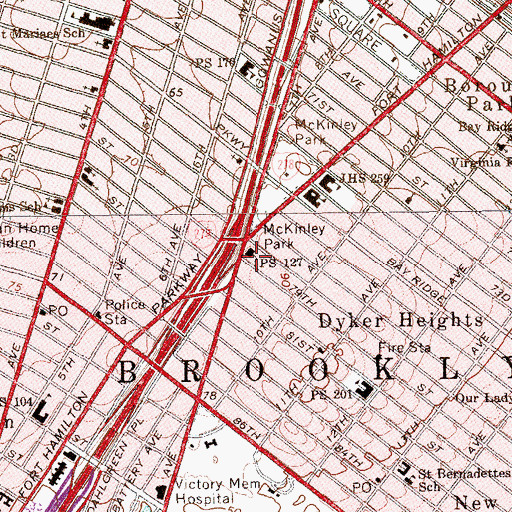 Topographic Map of Public School 127, NY