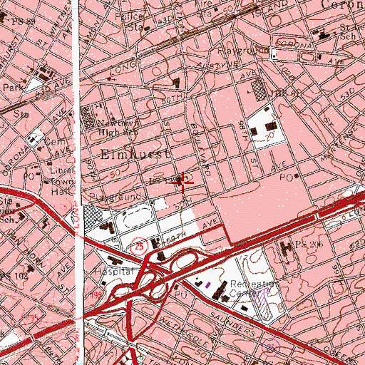 Topographic Map of Public School 13, NY