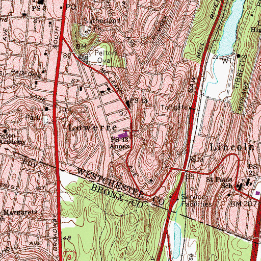Topographic Map of Public School 13 Annex, NY