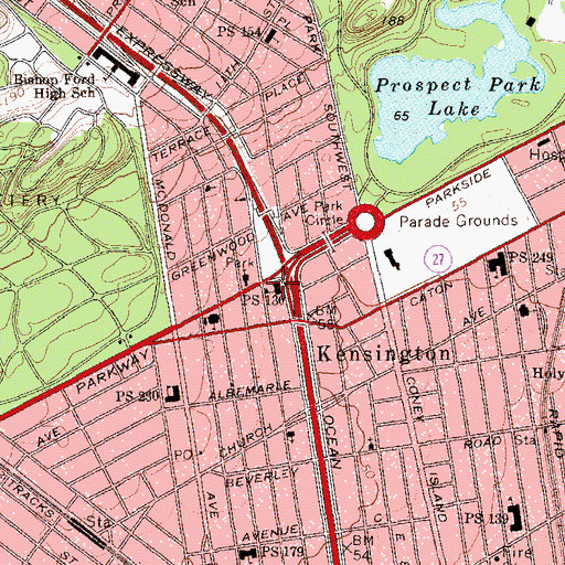 Topographic Map of Public School 130, NY