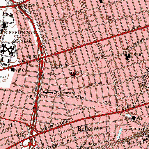 Topographic Map of Public School 133, NY