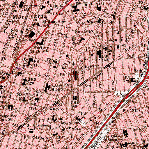 Topographic Map of Junior High School 133, NY