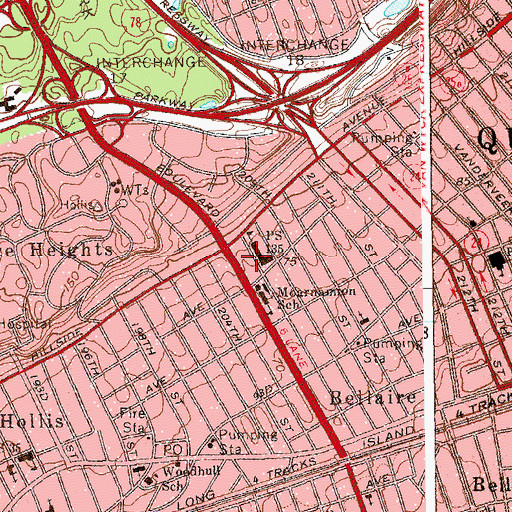 Topographic Map of Public School 135, NY
