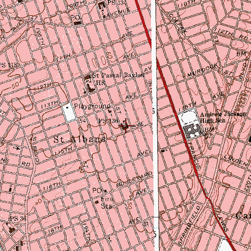 Topographic Map of Public School 136, NY