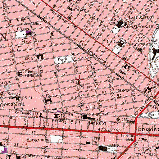 Topographic Map of Public School 137, NY