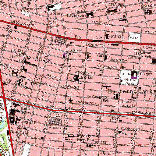 Topographic Map of Public School 138, NY