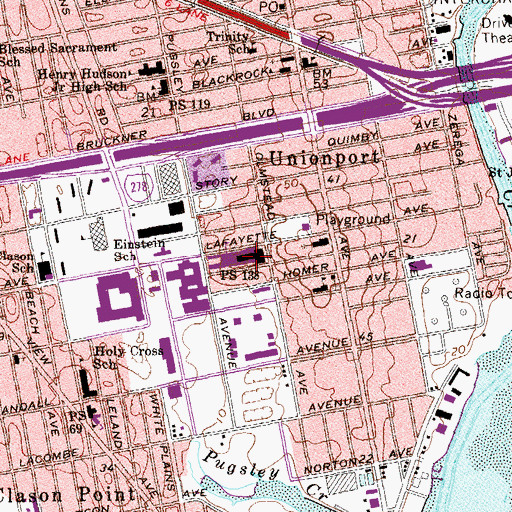 Topographic Map of Public School 138, NY