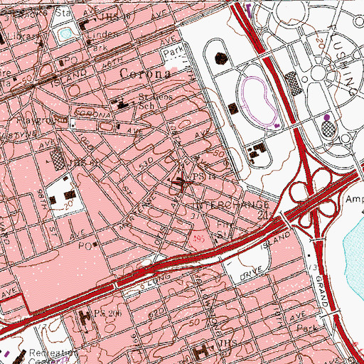 Topographic Map of Public School 14, NY
