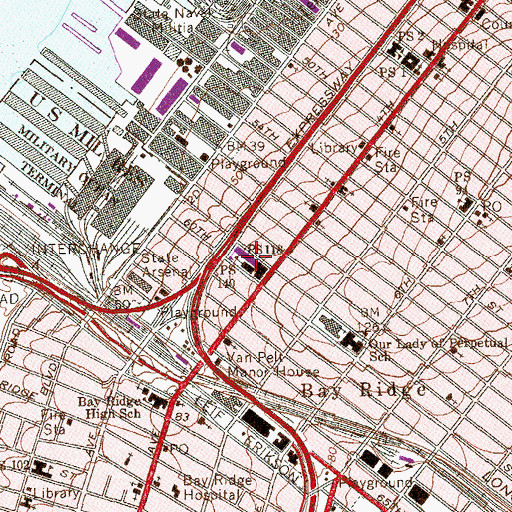 Topographic Map of Public School 140, NY