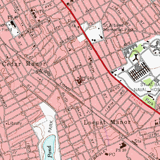 Topographic Map of Public School 140, NY