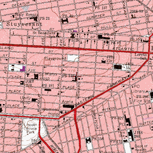 Topographic Map of Public School 144, NY