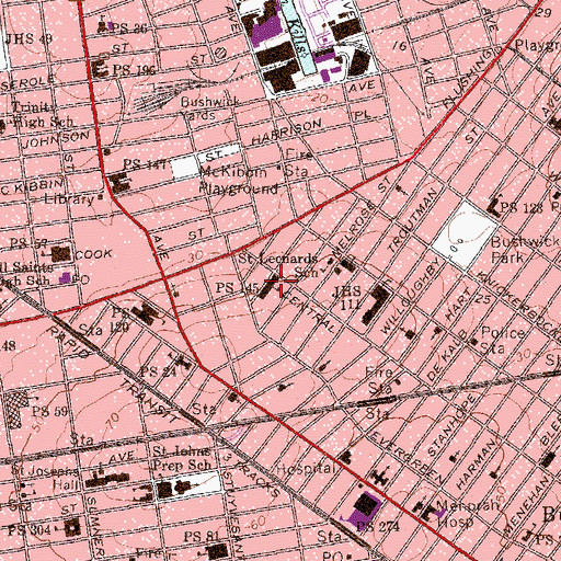 Topographic Map of PS 145 Andrew Jackson School, NY