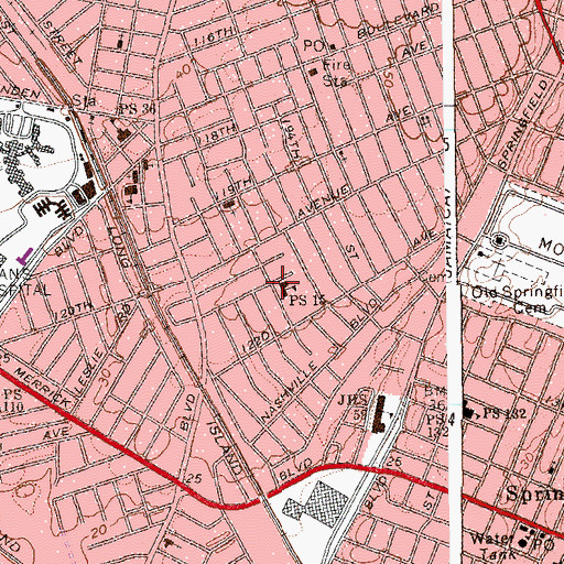 Topographic Map of Public School 15, NY