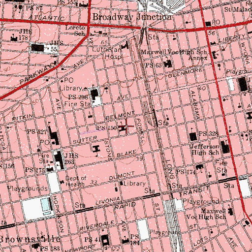 Topographic Map of Public School 150, NY
