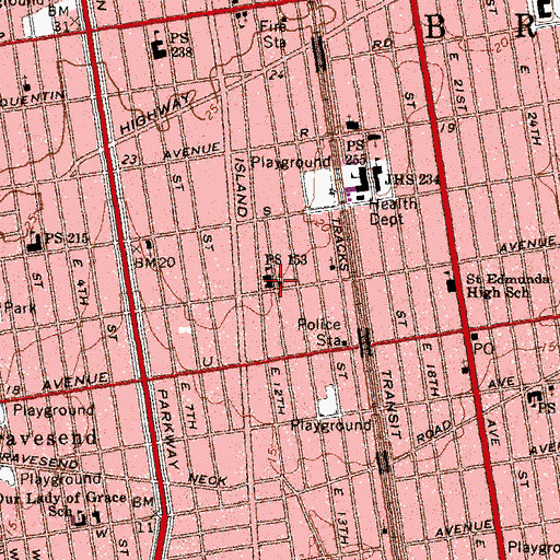 Topographic Map of Public School 153, NY
