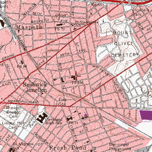 Topographic Map of Public School 153, NY