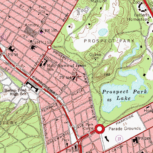 Topographic Map of Public School 154, NY