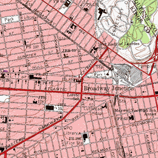 Topographic Map of Public School 155, NY