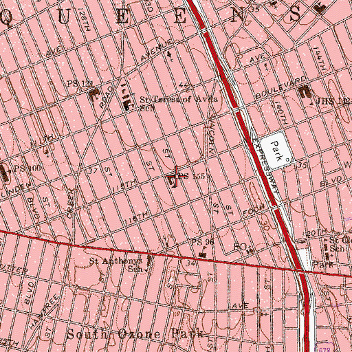 Topographic Map of Public School 155, NY