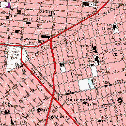 Topographic Map of Public School 156, NY