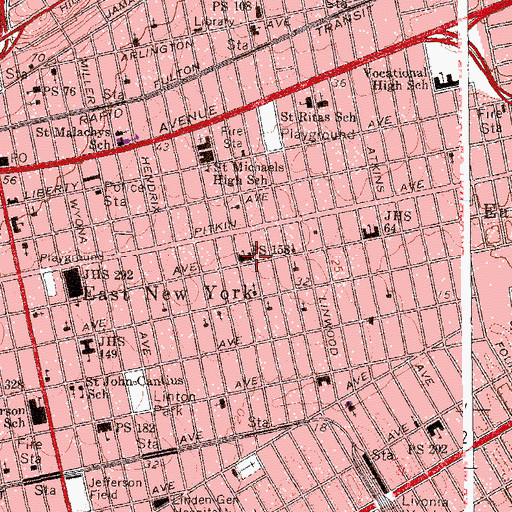 Topographic Map of Public School 158, NY