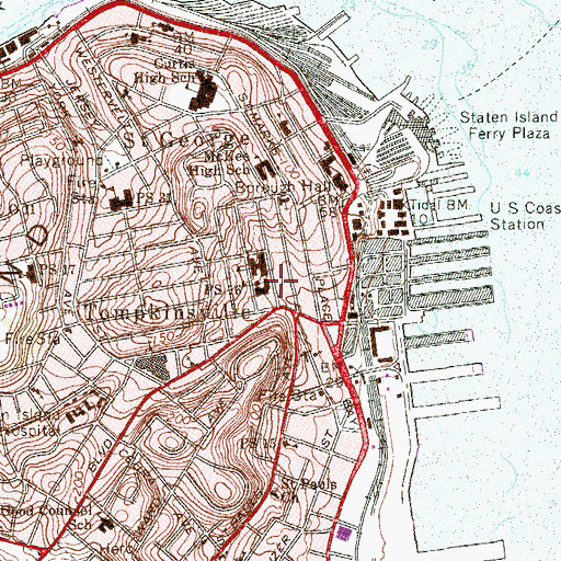 Topographic Map of Public School 16, NY