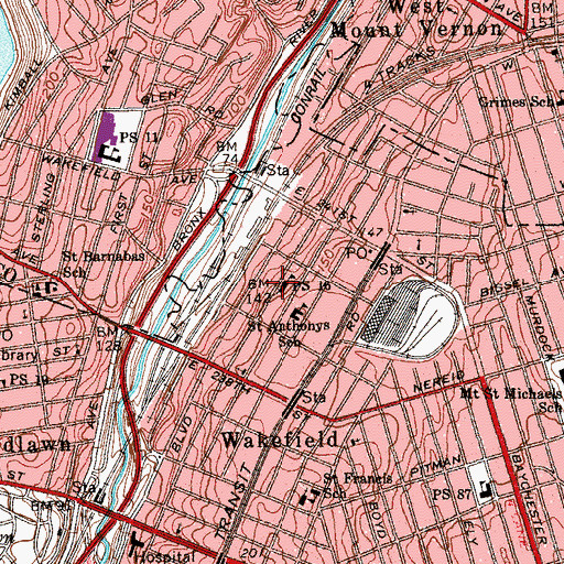 Topographic Map of Public School 16, NY
