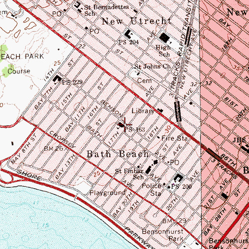 Topographic Map of Public School 163, NY