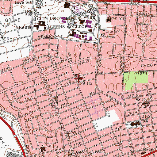 Topographic Map of Public School 165, NY