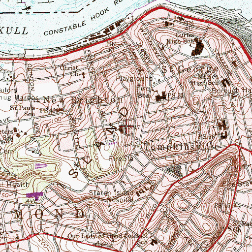 Topographic Map of Public School 17 (historical), NY