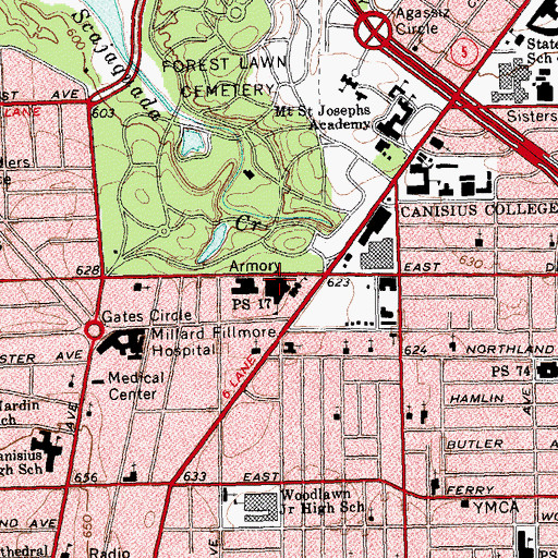 Topographic Map of Public School 17, NY