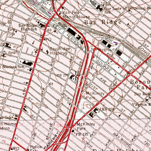 Topographic Map of Public School 170, NY