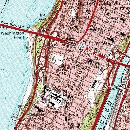 Topographic Map of Public School 173, NY
