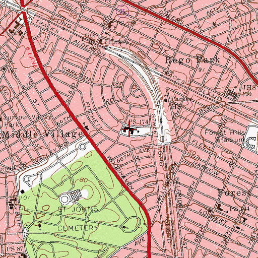 Topographic Map of Public School 174, NY
