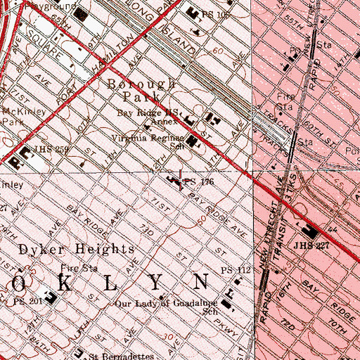Topographic Map of Public School 176, NY