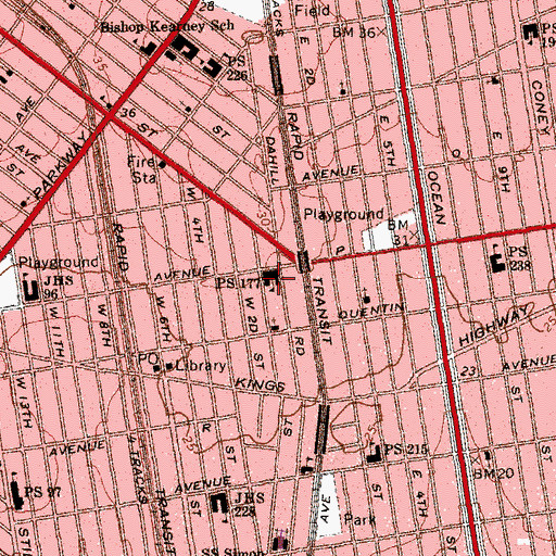 Topographic Map of Public School 177, NY