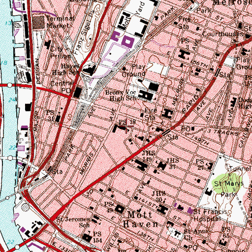 Topographic Map of Public School 18, NY