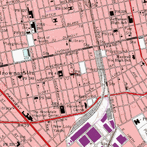 Topographic Map of Public School 184, NY