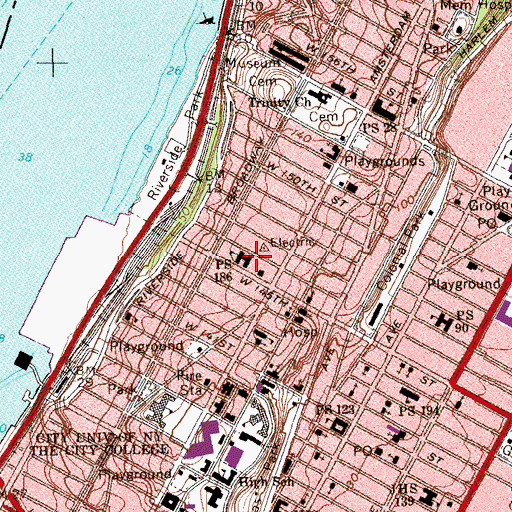 Topographic Map of Public School 186, NY